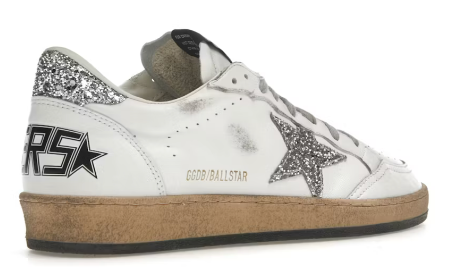 Golden Goose Ball Star White Silver Glitter (Women's)