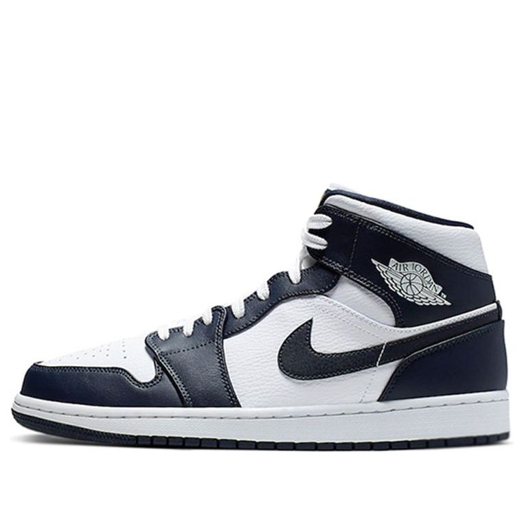 Air Jordan 1 Mid 'Obsidian White' 554724-174 Classic Sneakers