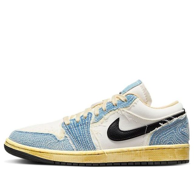Air Jordan 1 Low SE WRMK 'Sashiko Denim' FN7670-493 Signature Shoe