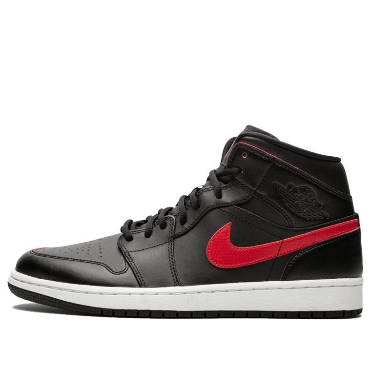 Air Jordan 1 Retro Mid 'Black Team Red' 554724-009 Signature Shoe