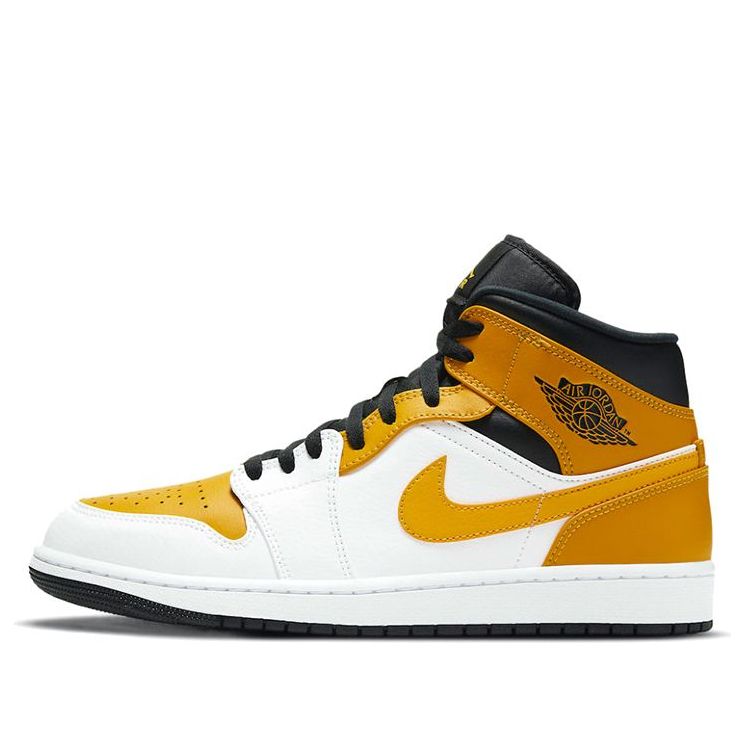 Air Jordan 1 Mid 'University Gold' 554724-170 Signature Shoe