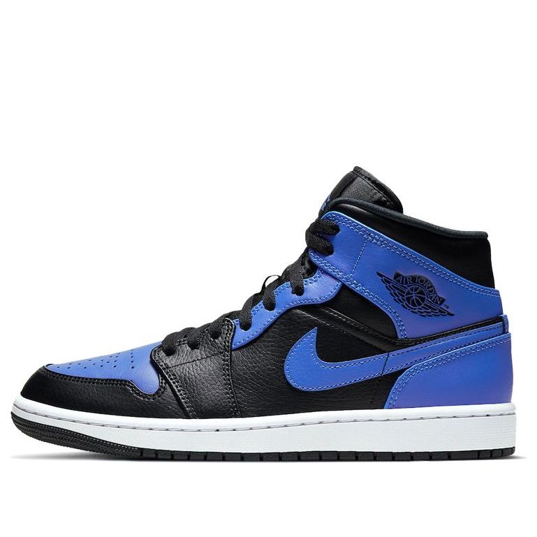Air Jordan 1 Mid 'Hyper Royal Black' 554724-077 Signature Shoe