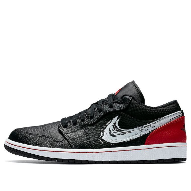 Air Jordan 1 Low 'Brushstroke Swoosh - Black Red' DA4659-001 Iconic Trainers