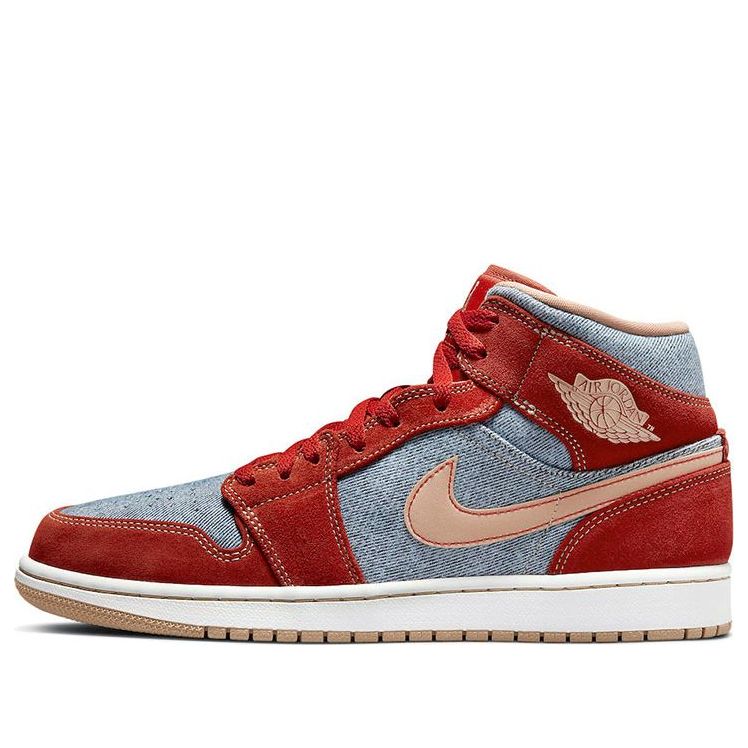 Air Jordan 1 Mid 'Denim Red' DM4352-600 Signature Shoe