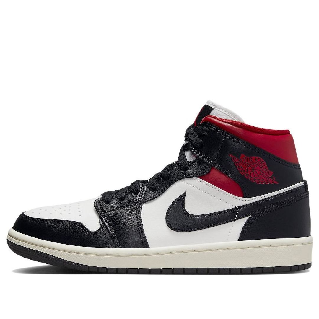 (WMNS) Air Jordan 1 Mid 'Black Sail Gym Red' BQ6472-061 Signature Shoe