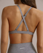 Brushed Triangle Cross Back Bra - Dark Grey Melange