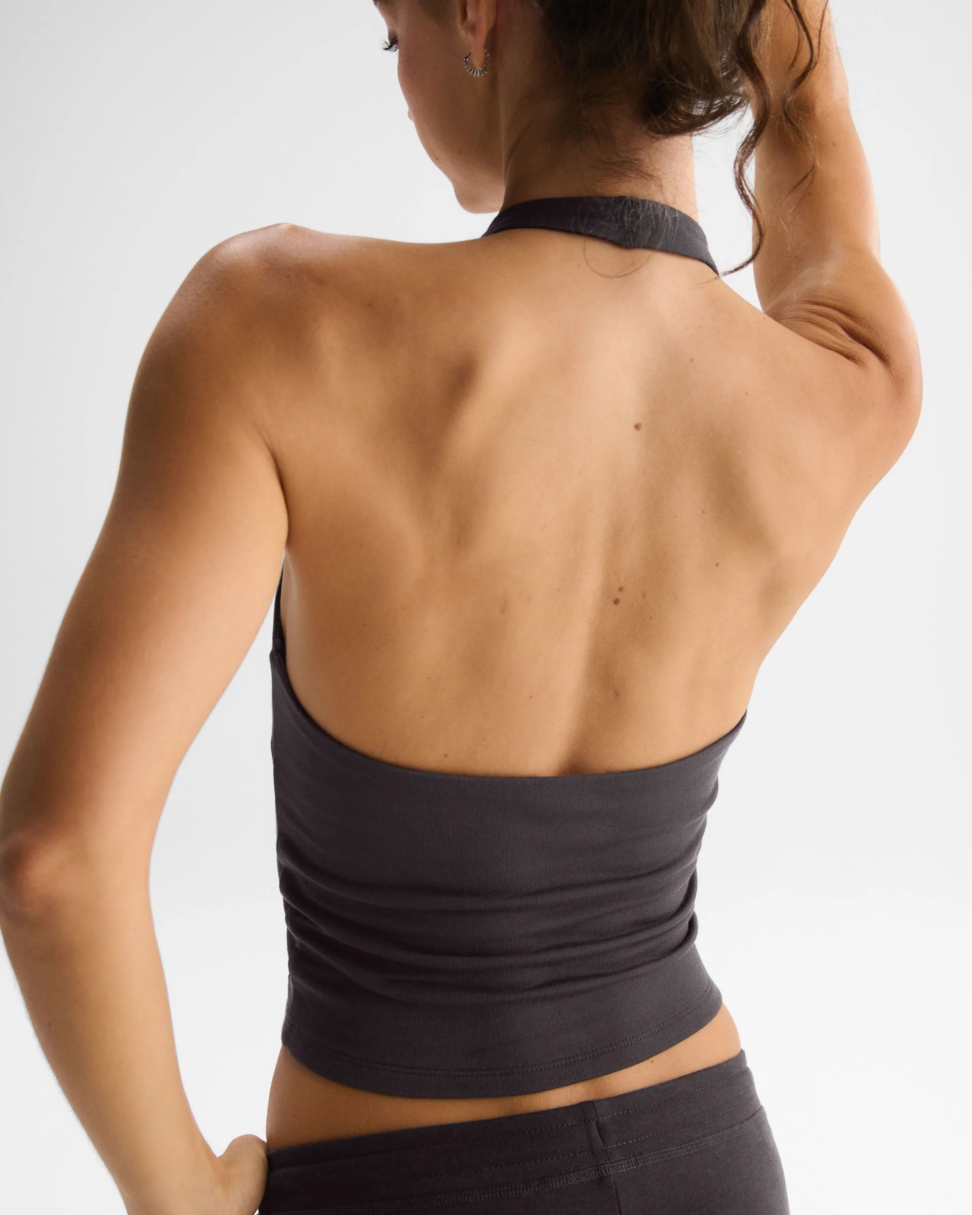 Soft Modal Halter Neck Tank Top - Coffee Bean