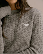 Cable Knit Sweatshirt - Dark Grey Melange
