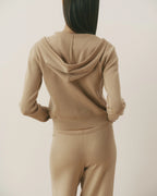 Knit Zip Through Hoodie - Almond