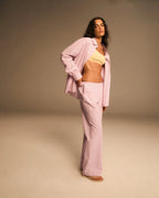 Cotton Stripe Pull On Pants - Pink/White
