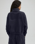 Ribbed Panel Funnel Neck Sweatshirt - Midnight Blue