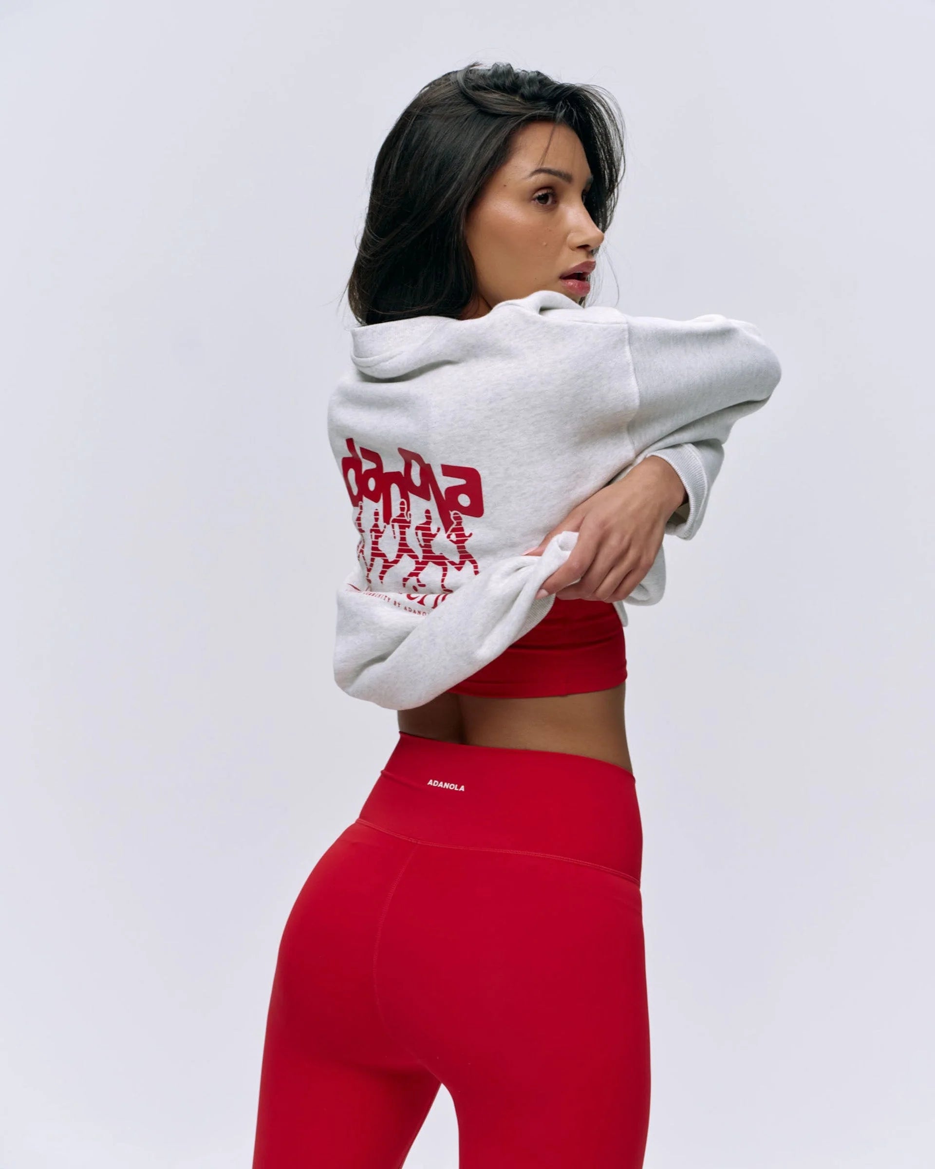 Runners Oversized Sweatshirt - Light Grey Melange/Classic Red