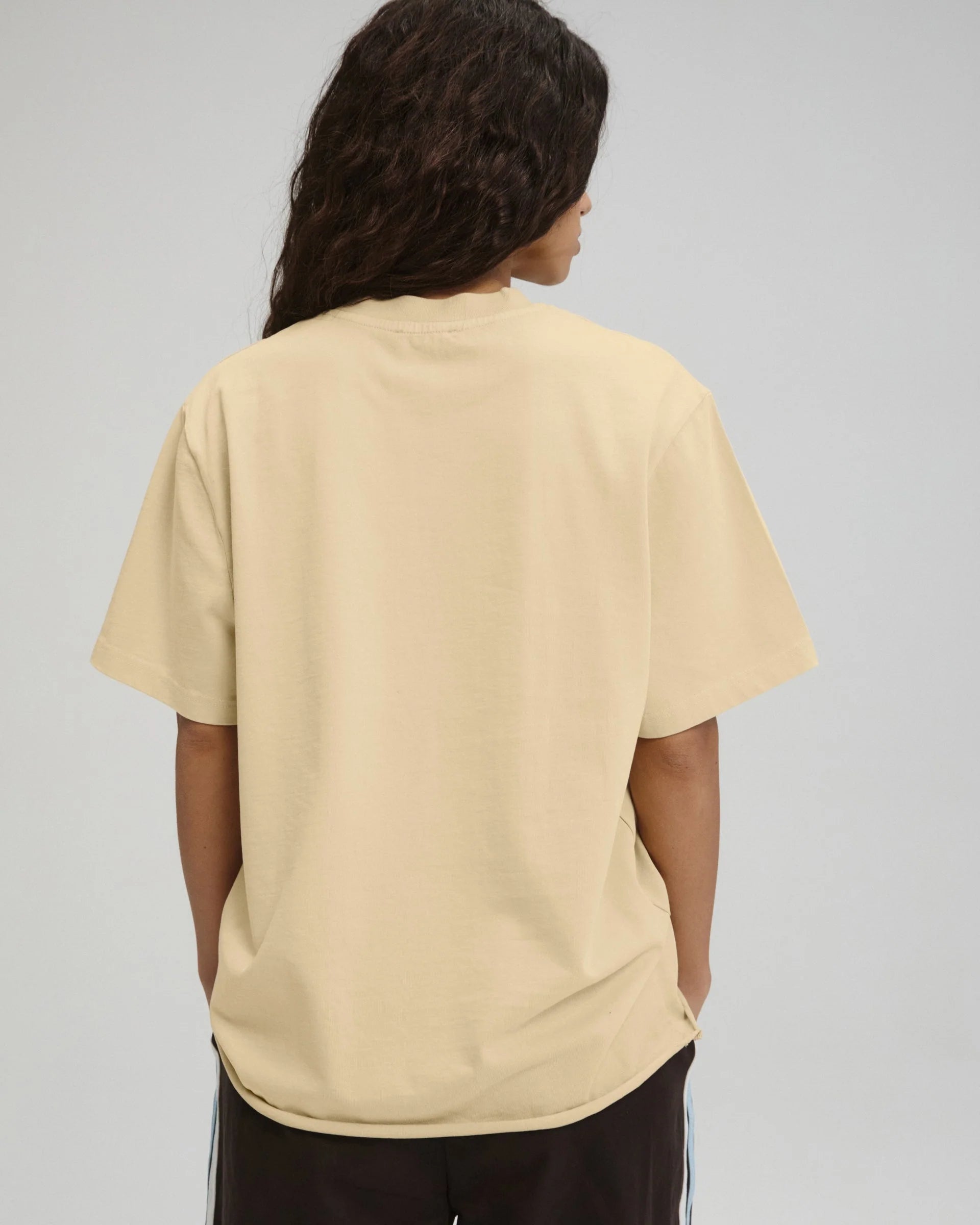 AS Stitch Washed Short Sleeve Oversized T-shirt - Caramel Beige/Marshmallow White