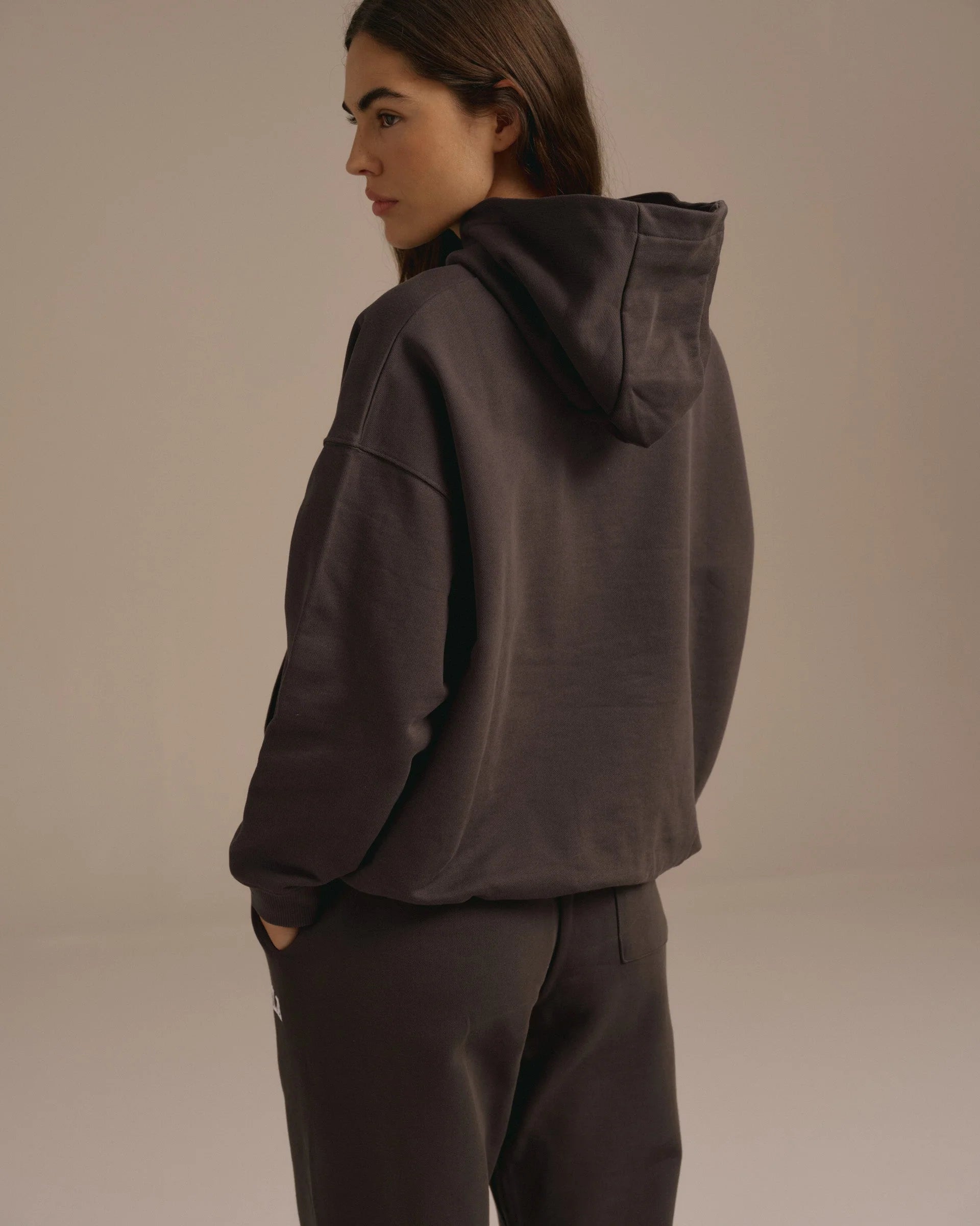 Varsity Oversized Hoodie - Washed Coffee Bean