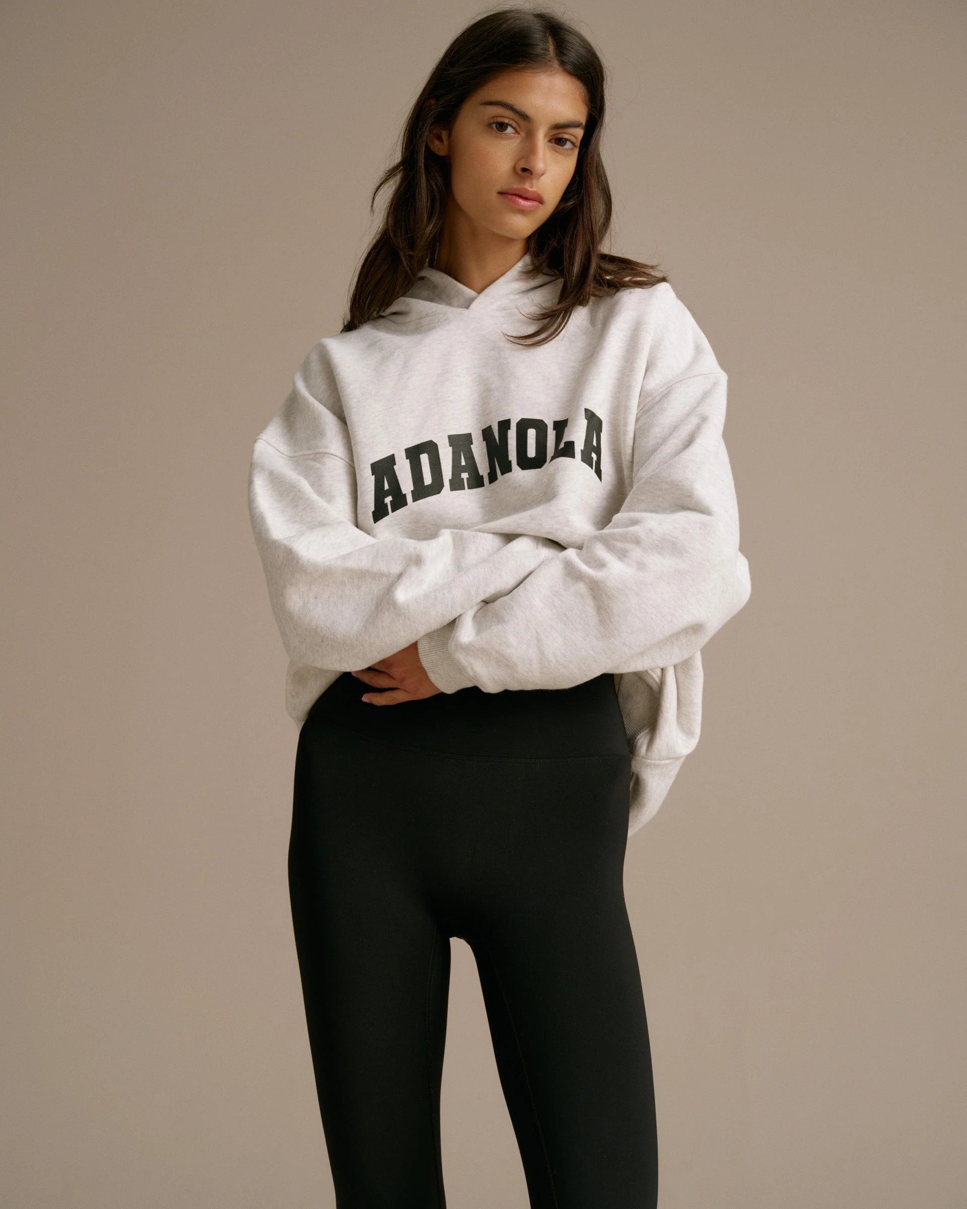 Varsity Oversized Hoodie - Light Grey Melange/Black