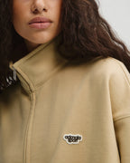 Drawcord Zip Through Sweatshirt - Caramel Beige