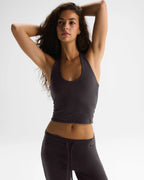 Soft Modal Halter Neck Tank Top - Coffee Bean
