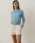 Knit Zip Through Hoodie - Breeze Blue
