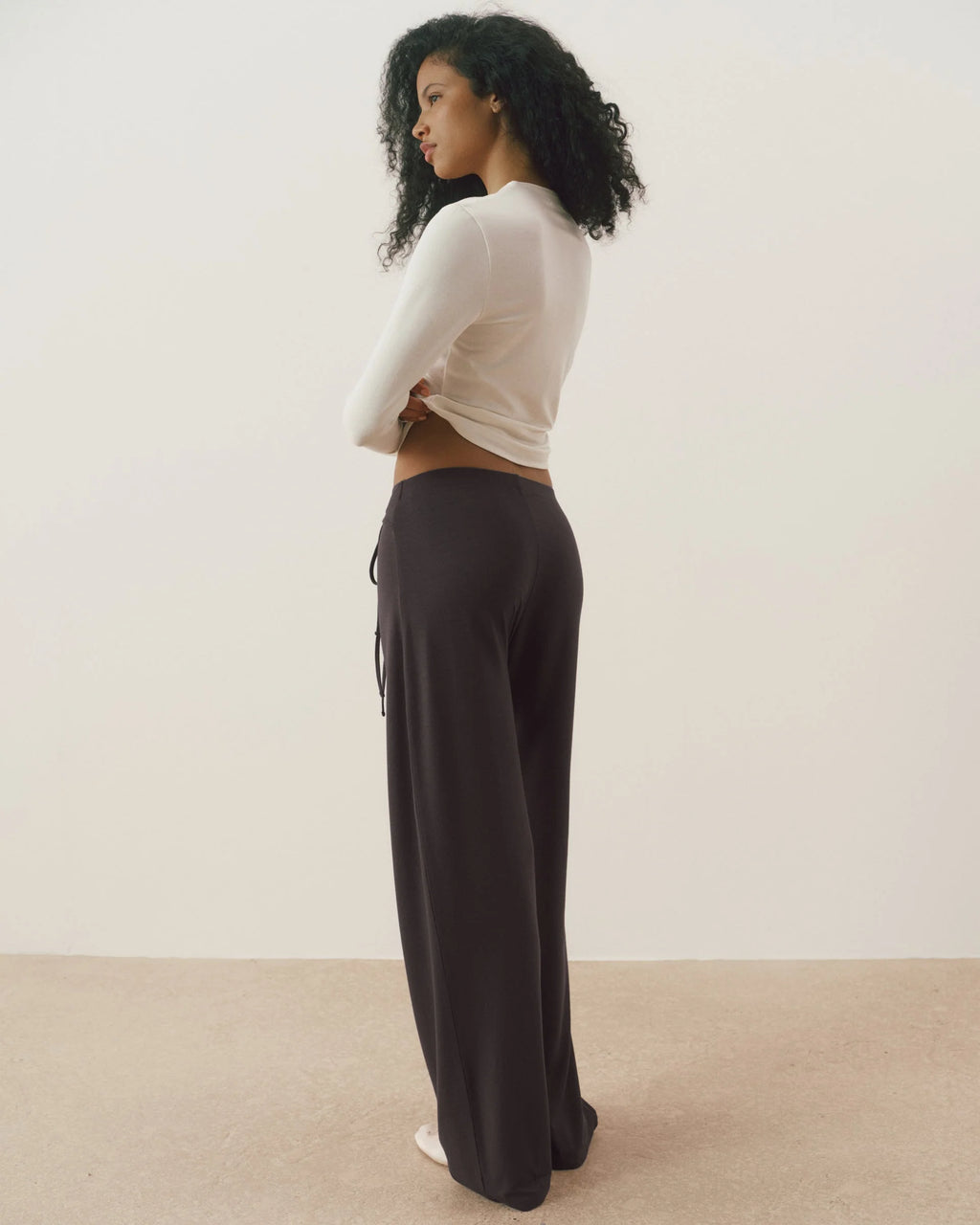 Modal Button Down Long Sleeve Top - Marshmallow White