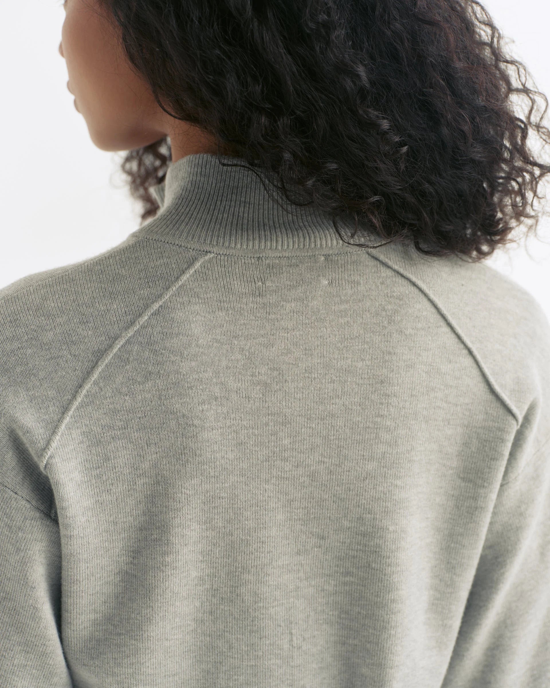 Knit Full Zip Funnel Neck Sweatshirt - Grey Melange