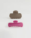 2 Pack Hair Clips - Deep Pink/Dusty Brown