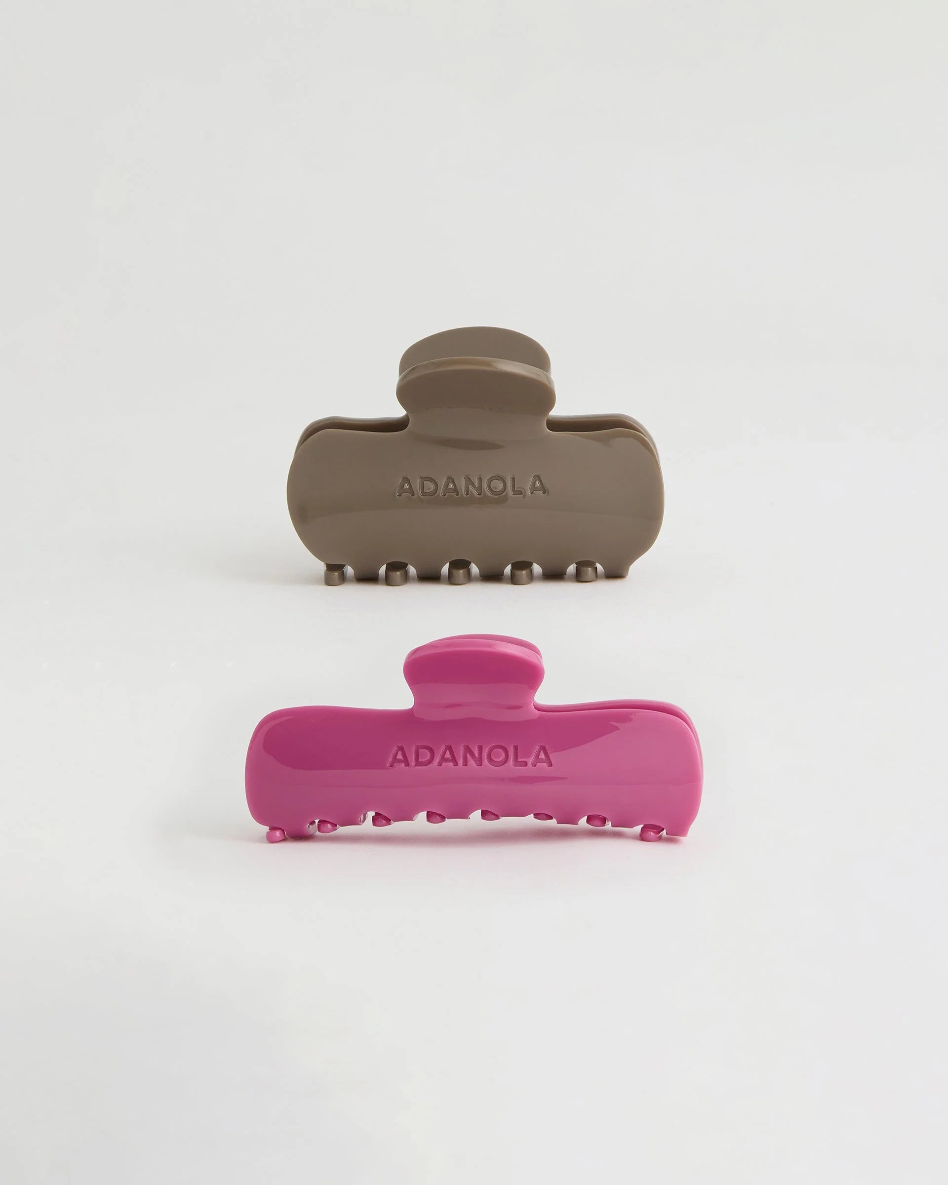 2 Pack Hair Clips - Deep Pink/Dusty Brown