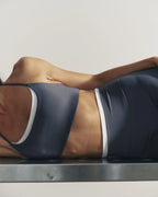 Ultimate Halter Double Layer Bra - Midnight Blue/White