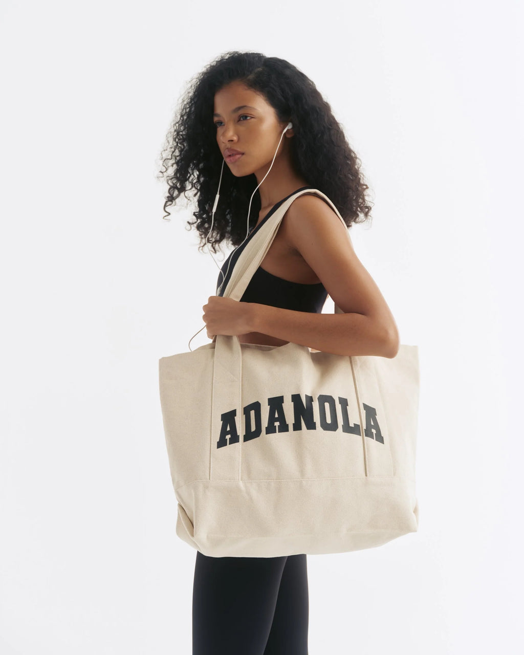 Varsity Tote Bag - Cream/Black