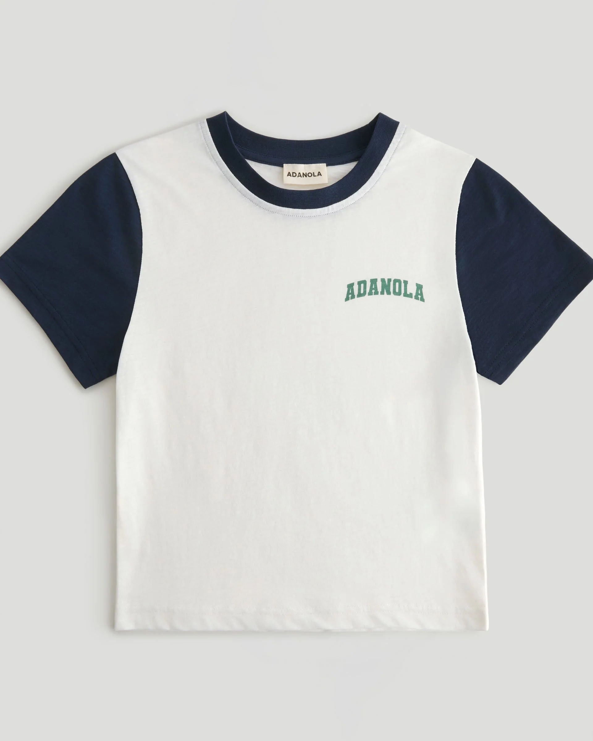 Varsity Colour Block Classic Slub T-shirt - White/Navy Blue