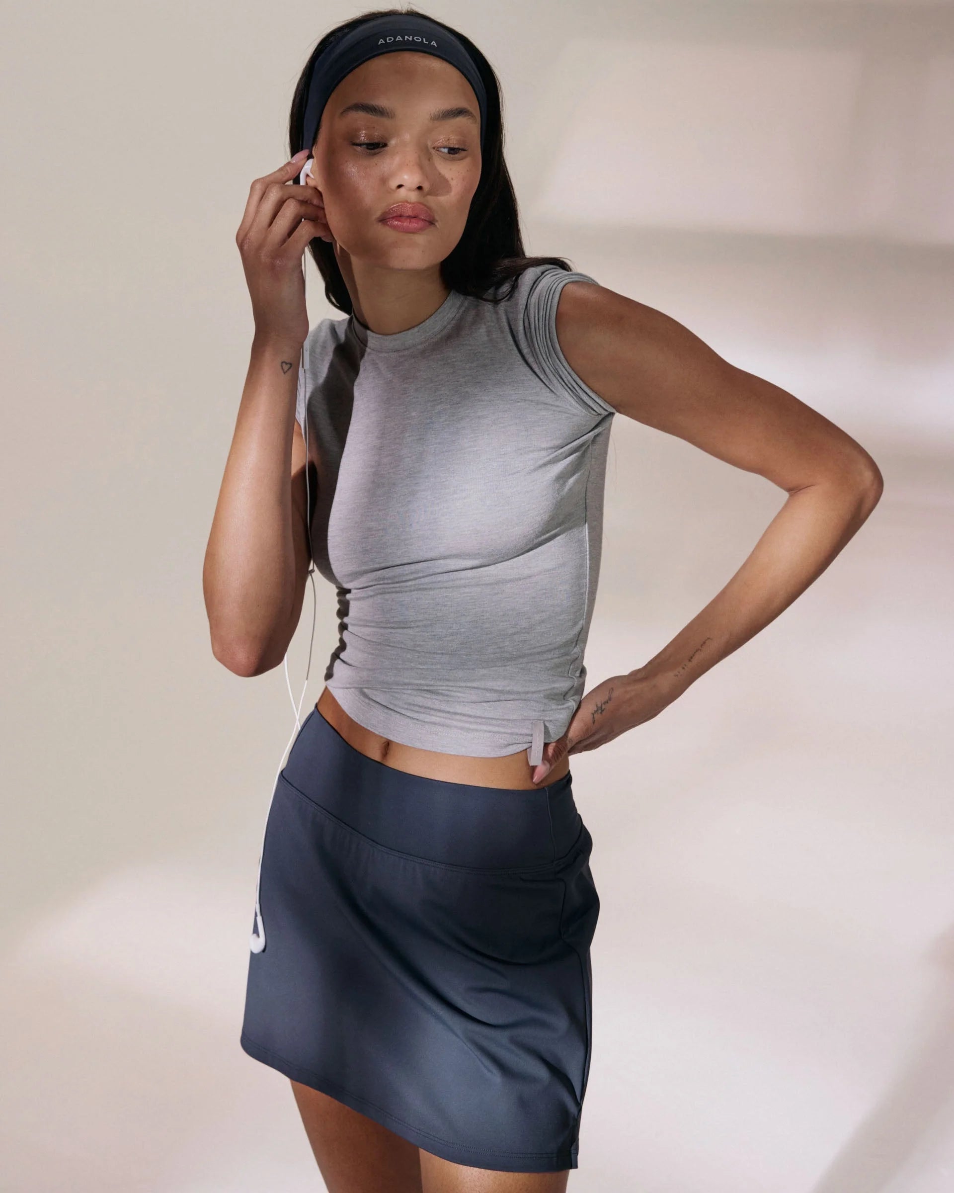 Soft Modal Short Sleeve Top - Light Grey Melange
