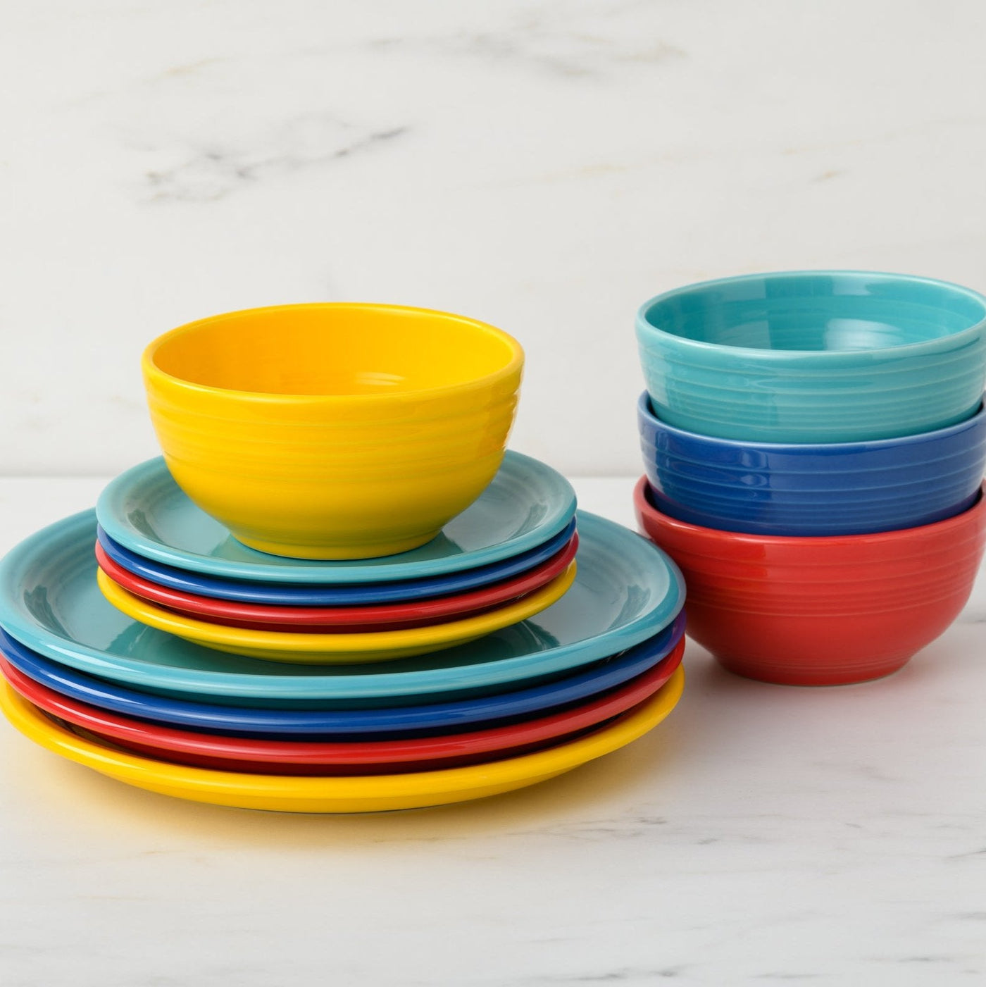 Mixed Vibrant Bistro Coupe 12-Piece Dinnerware Set, Service for 4