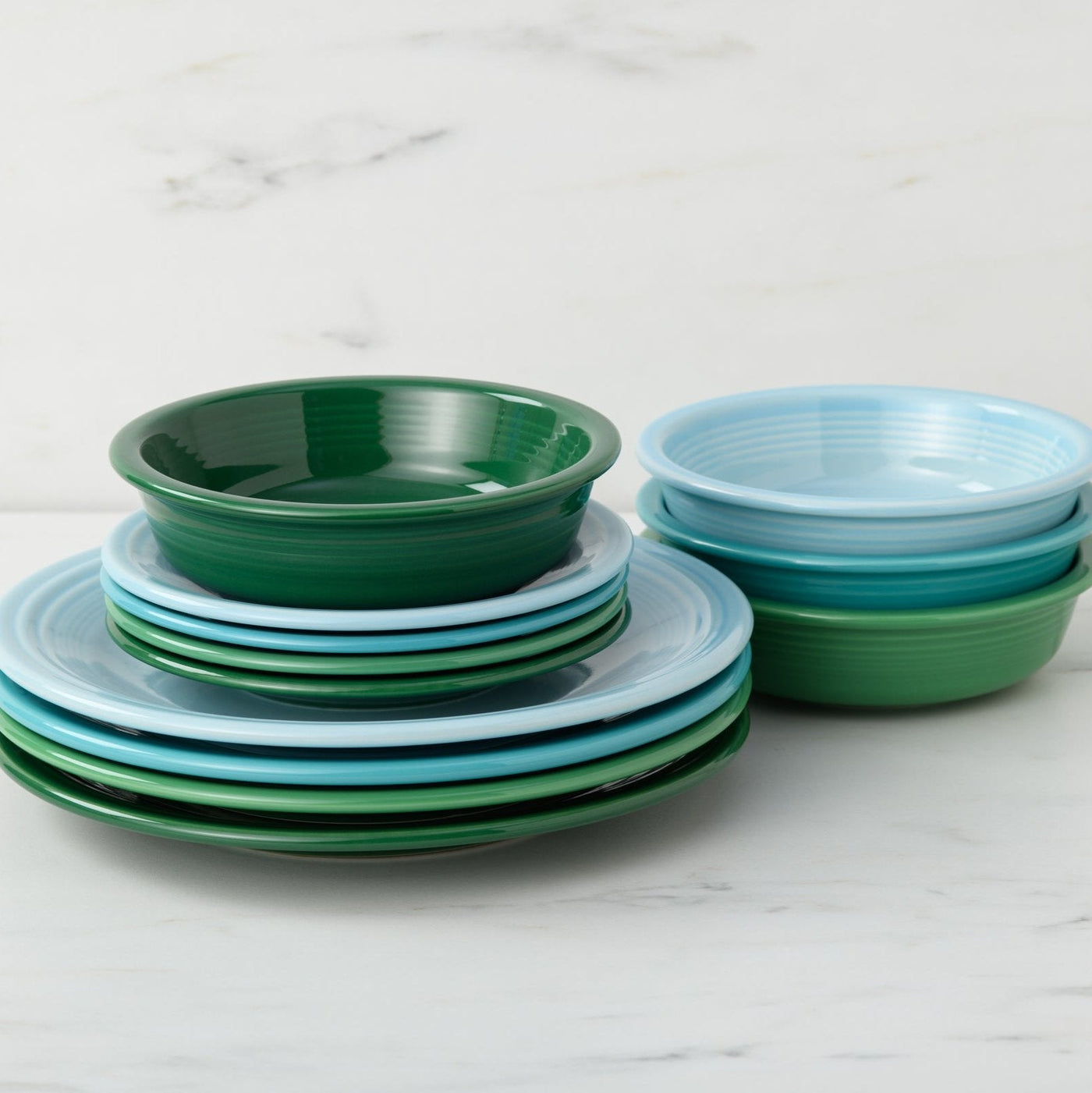 Mixed Aegean Classic Rim 12-Piece Dinnerware Set, Service for 4