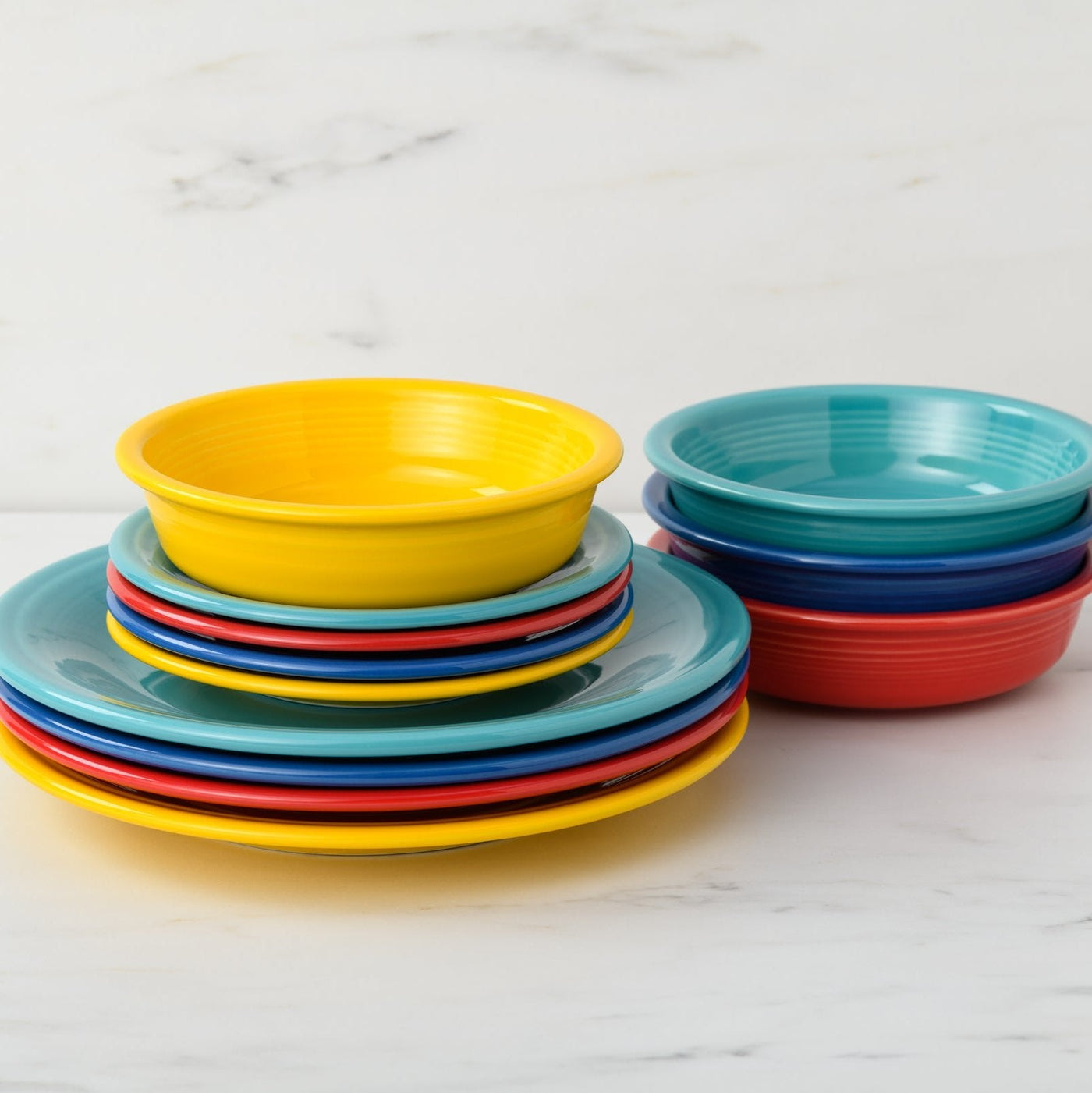 Mixed Vibrant Classic Rim 12-Piece Dinnerware Set, Service for 4