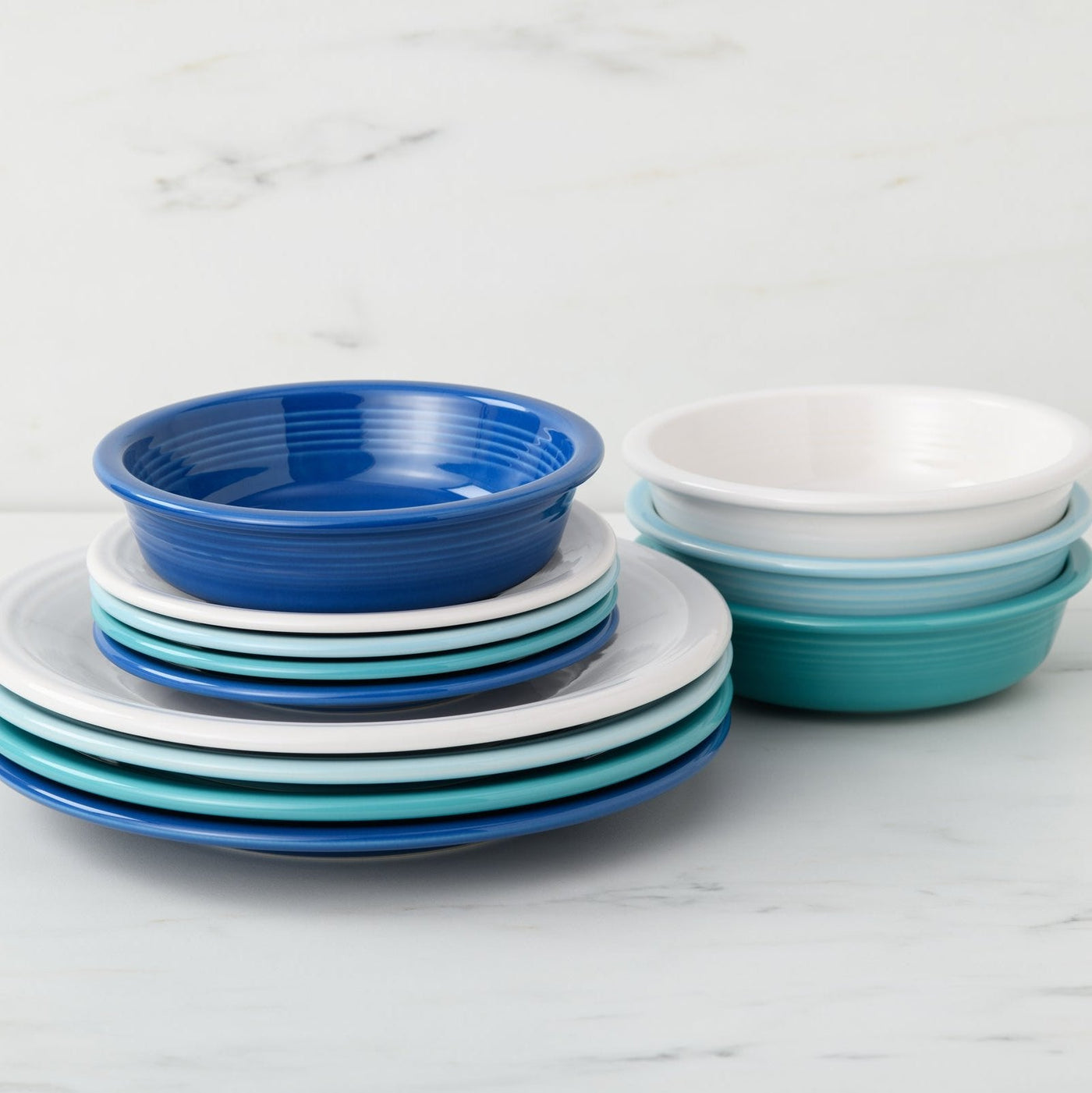 Mixed Coastal Blues Classic Rim 12-Piece Dinnerware Set, Service for 4