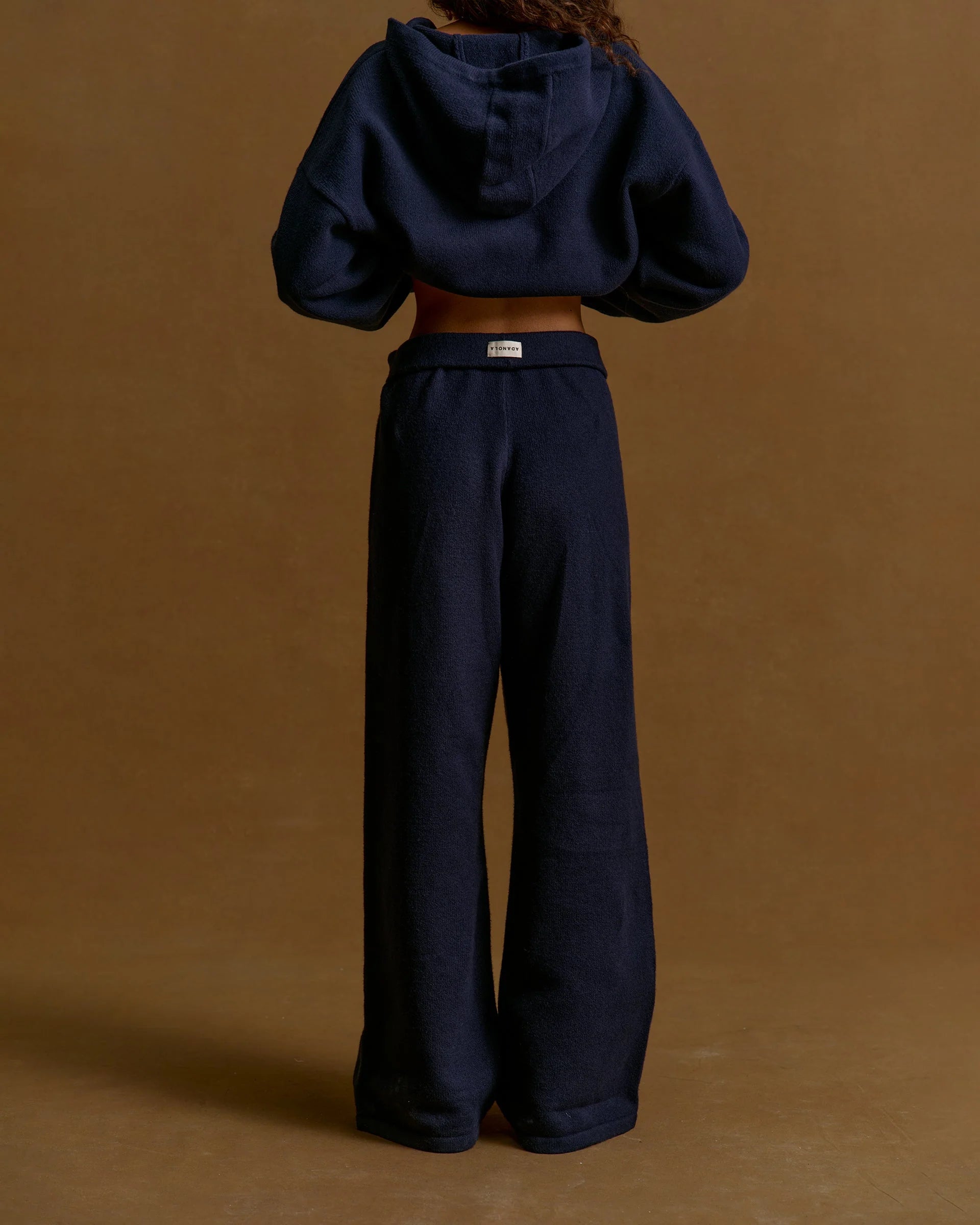 Varsity Knit Straight Leg Sweatpants - Navy Blue/Marshmallow White