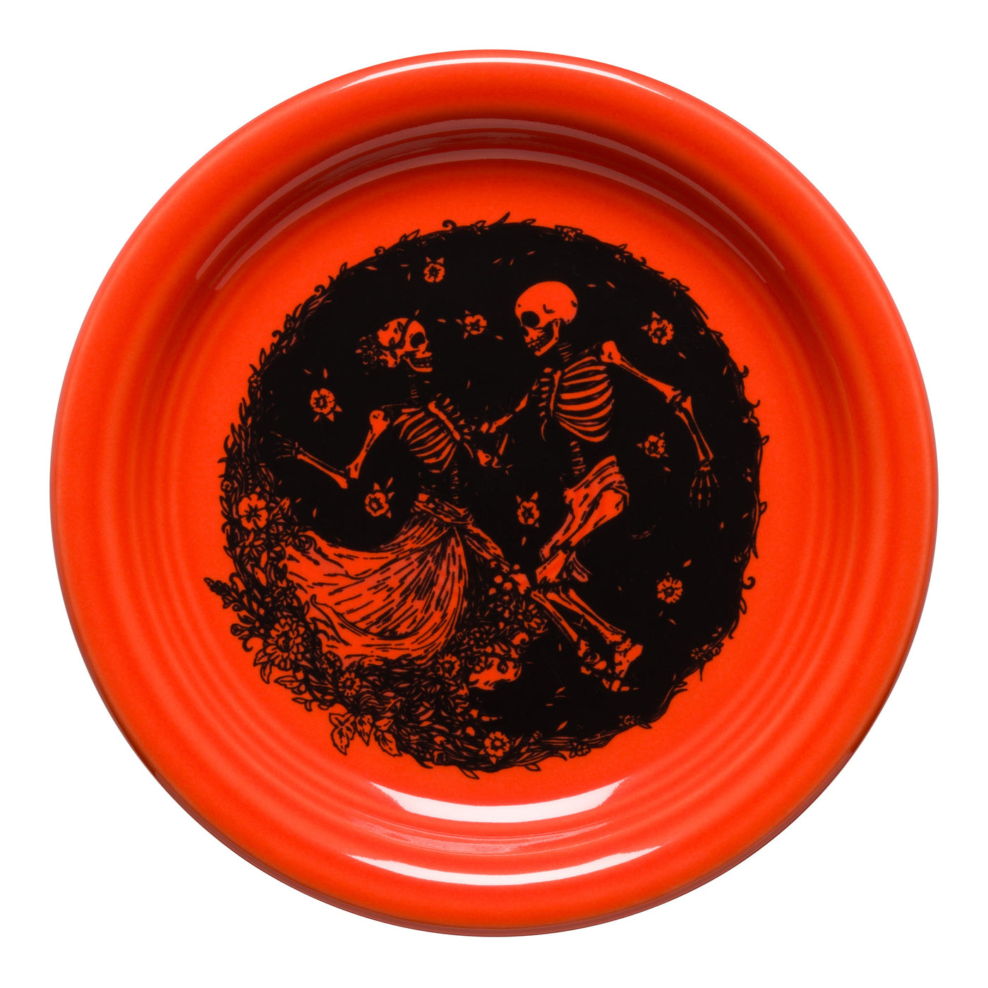 Retired Skeleton Duet Poppy Bistro Coupe 6 1/4 Inch Appetizer Plate