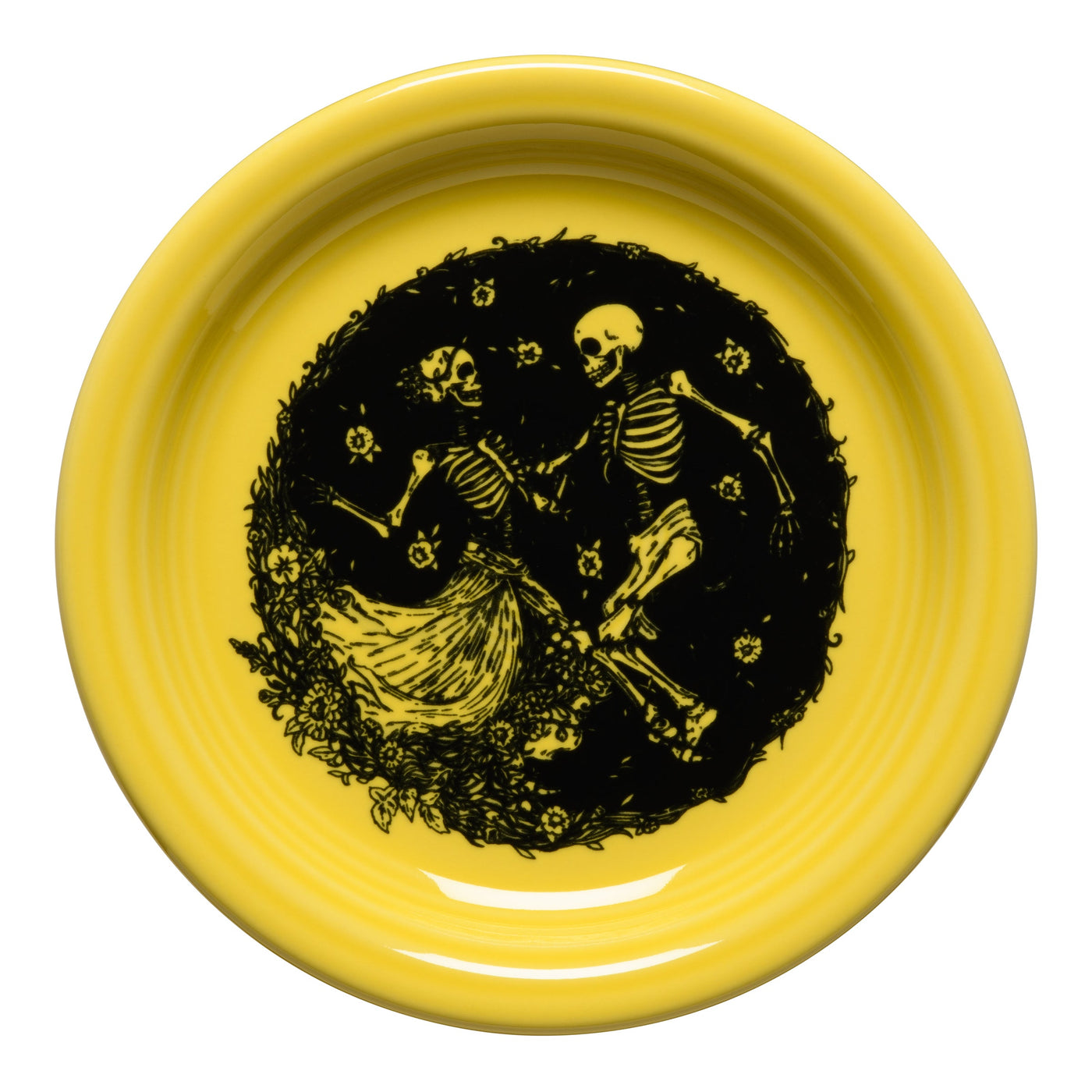 Retired Skeleton Duet Sunflower Bistro Coupe 6 1/4 Inch Appetizer Plate