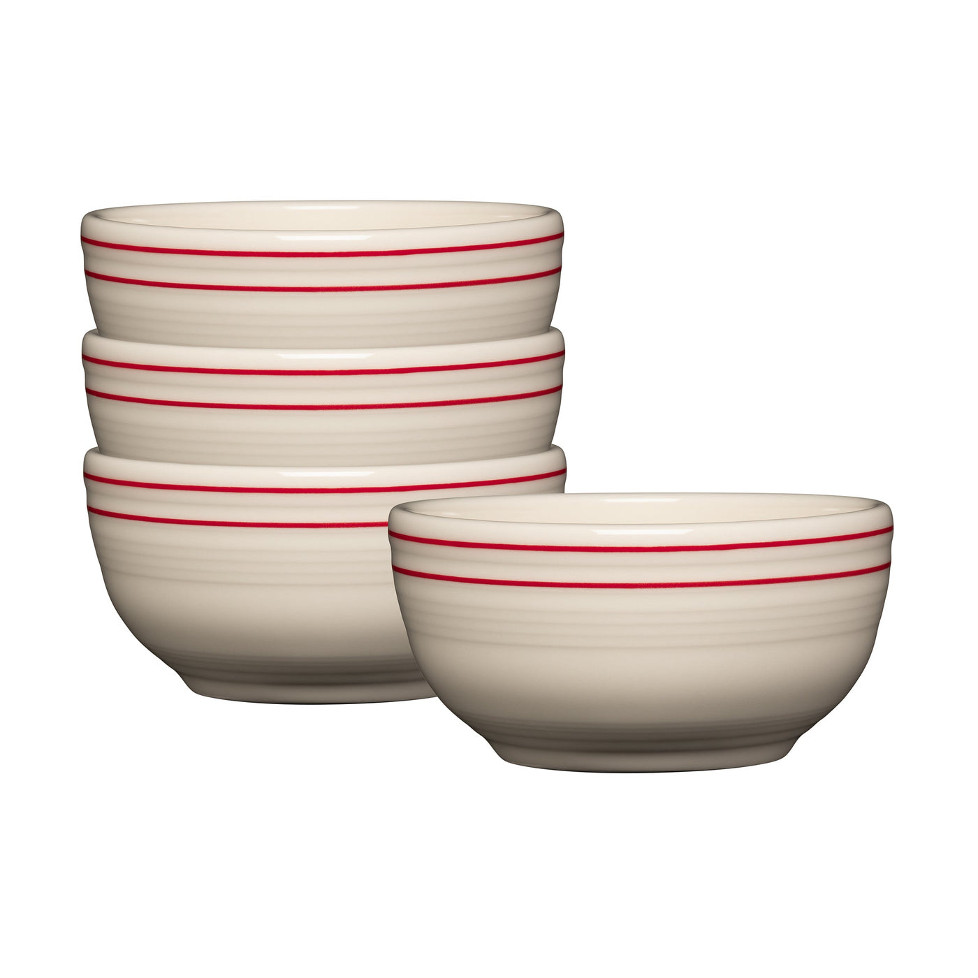 Americana Scarlet Bands Set of 4 Bistro Coupe 5 1/2 Inch Cereal Bowl 22 oz
