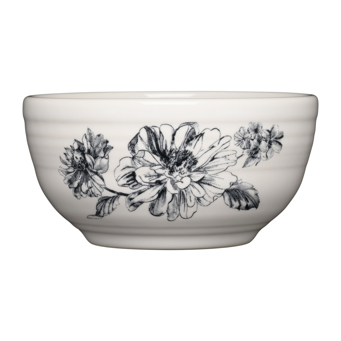 Botanical Floral Black Bistro Coupe 5 1/2 Inch Cereal Bowl 22 OZ