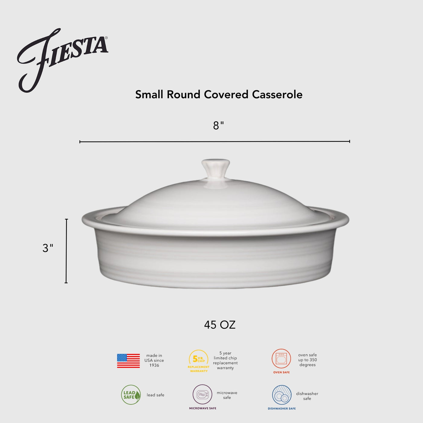 Lavender Small 10 Inch Round Covered Casserole 1.4 Quart