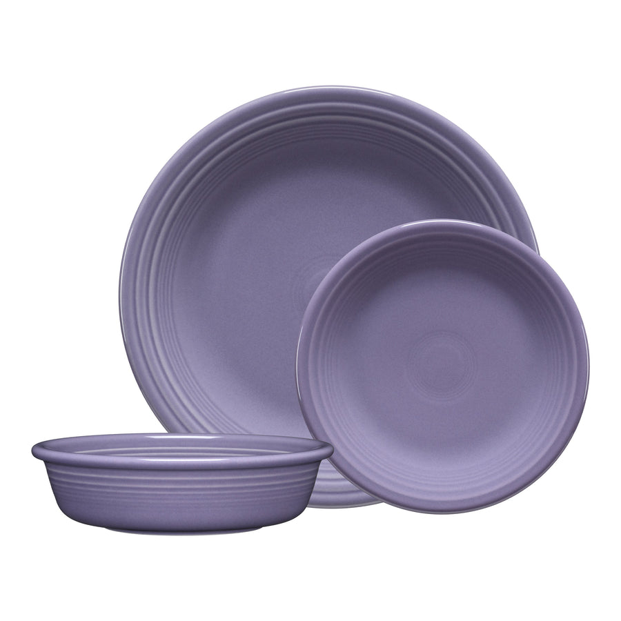 Lavender Classic Rim 3-Piece Dinnerware Set, Service for 1