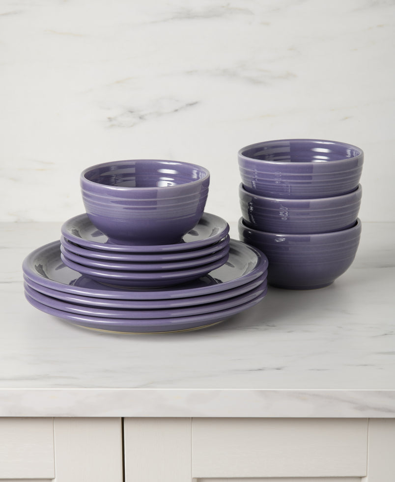 Lavender Bistro Coupe 12-Piece Dinnerware Set, Service for 4
