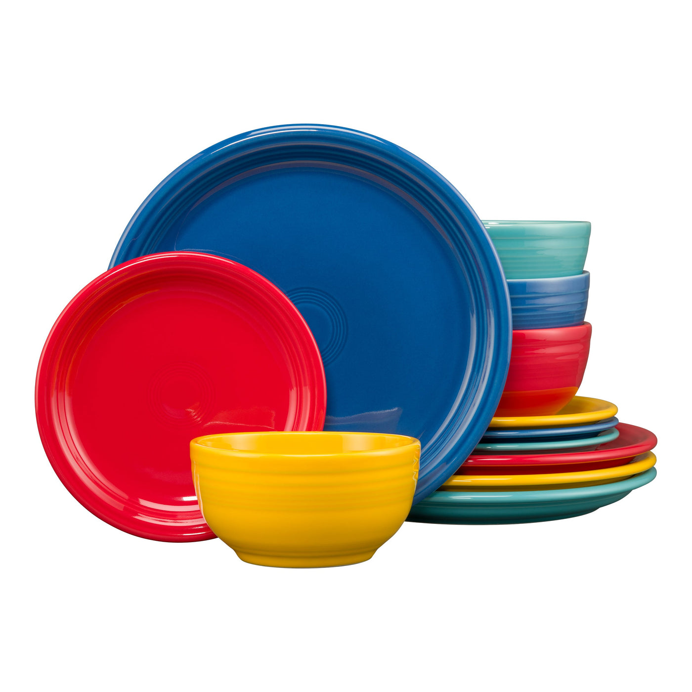 Mixed Vibrant Bistro Coupe 12-Piece Dinnerware Set, Service for 4