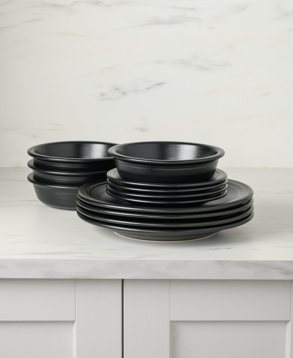 Classic Rim 12-Piece Dinnerware Set, Service for 4, Foundry