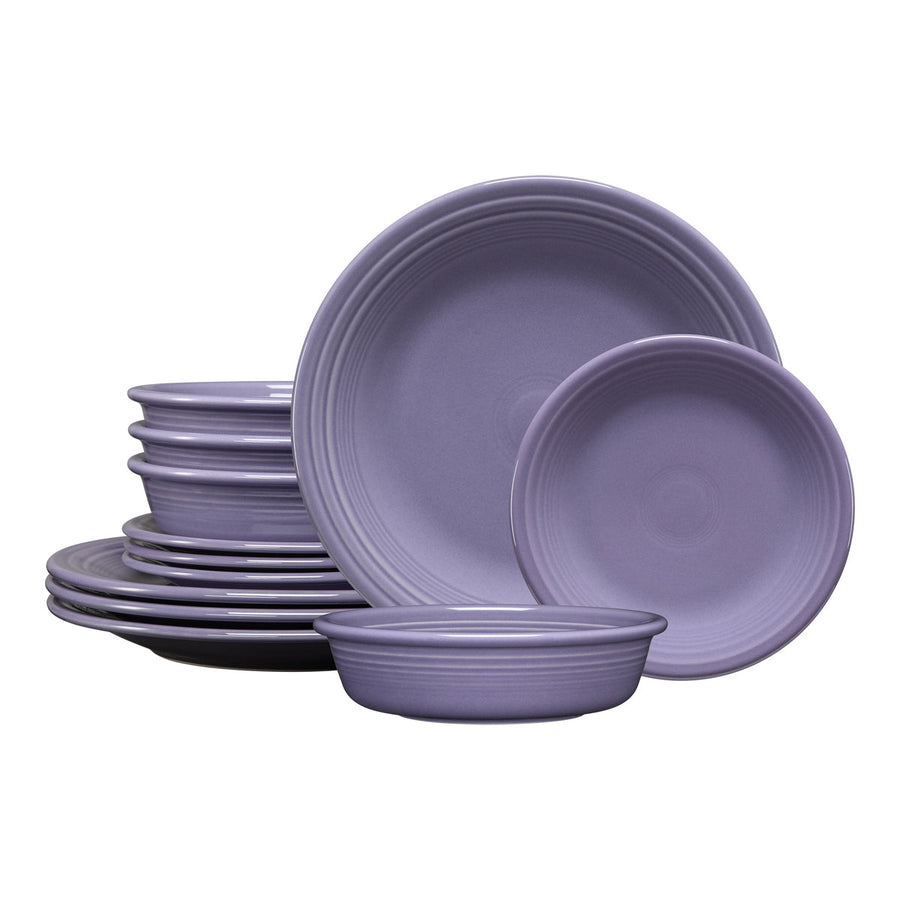 Lavender Classic Rim 12-Piece Dinnerware Set, Service for 4