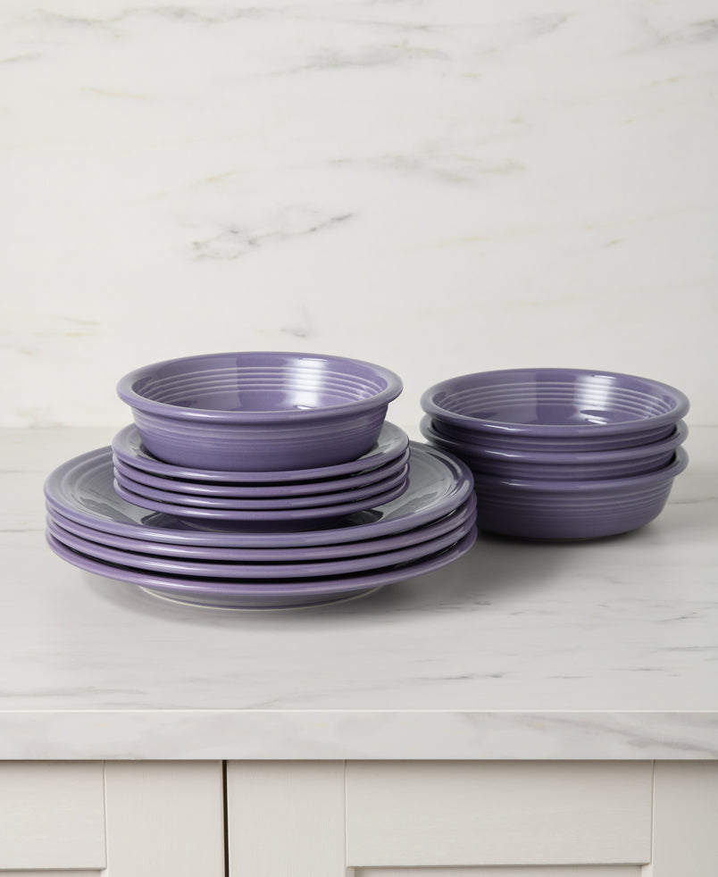 Lavender Classic Rim 12-Piece Dinnerware Set, Service for 4