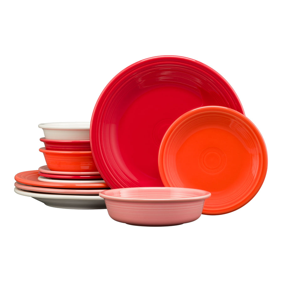 Mixed Sunset Horizon Classic Rim 12-Piece Dinnerware Set, Service for 4