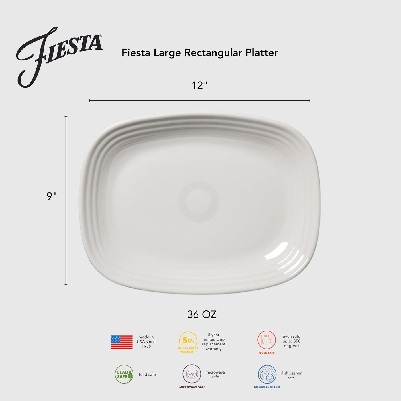 Lavender 12 Inch Large Rectangular Platter