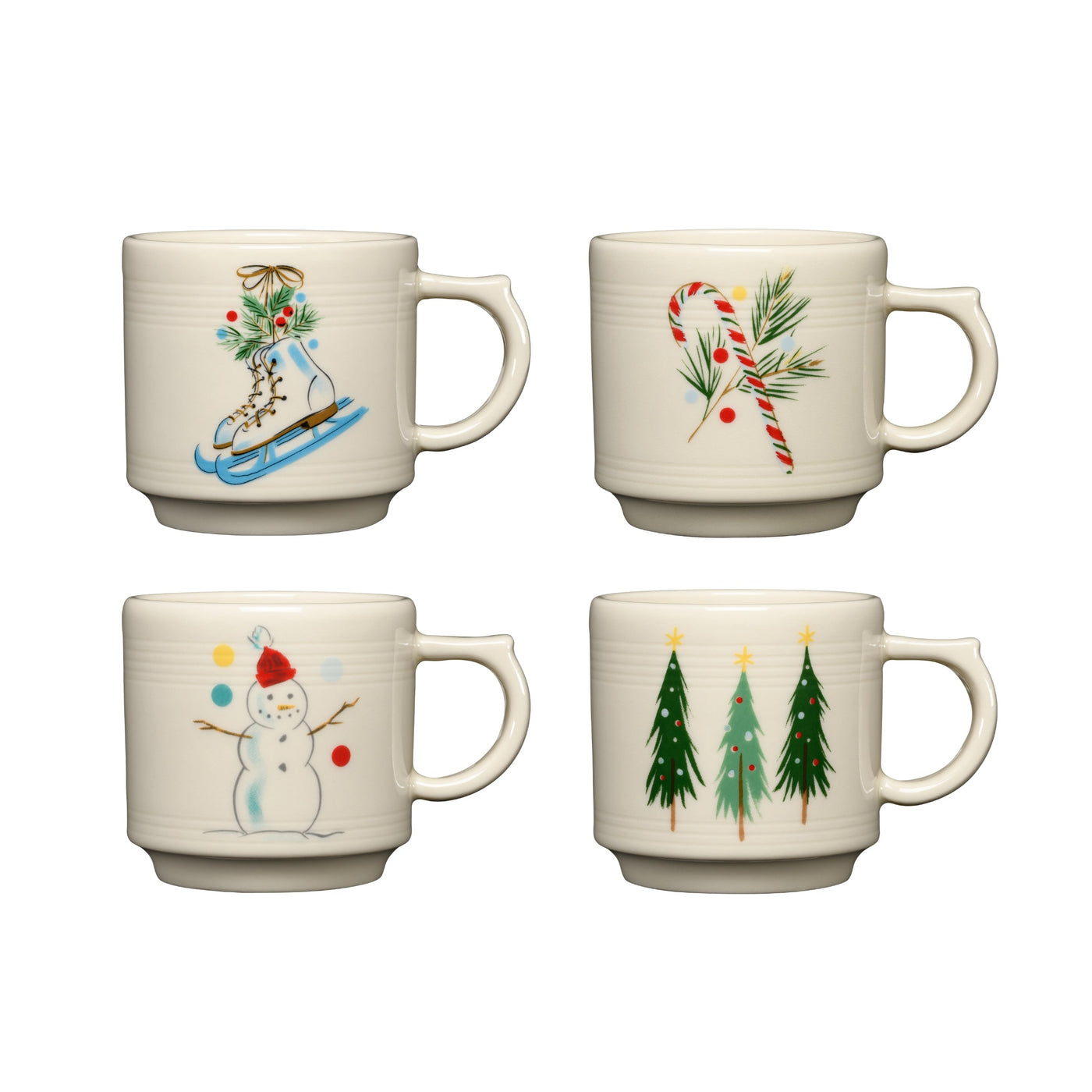Jolly Christmas Set of 4 16oz Stackable Mug Set