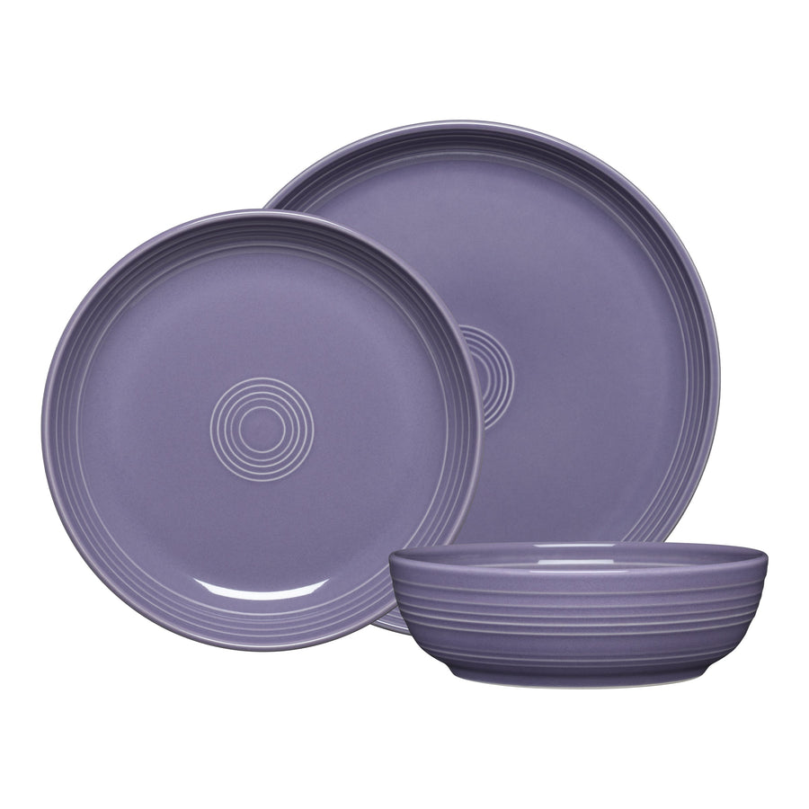 Lavender Coupe Bowl 3-Piece Dinnerware Set, Service for 1
